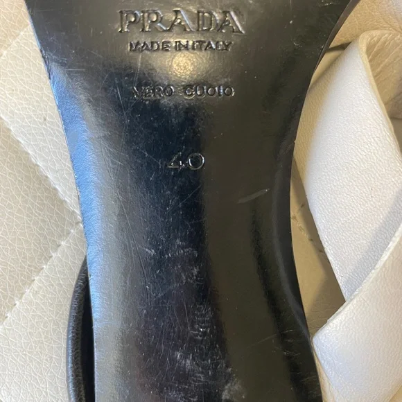 Prada Women's Black, White, and Orange Sandals - Picture 4 of 5